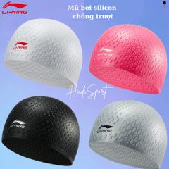 Mũ Bơi Người Lớn LI-NING Chống Trượt, Chống Thấm Nước - Dành Cho Phụ Nữ Tóc Dài - Thiết Kế 3D Thoải Mái LSJK818-1