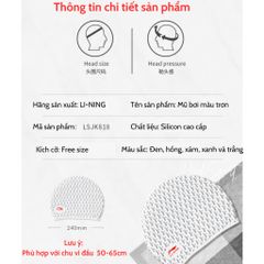 Mũ Bơi Người Lớn LI-NING Chống Trượt, Chống Thấm Nước - Dành Cho Phụ Nữ Tóc Dài - Thiết Kế 3D Thoải Mái LSJK818-1
