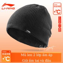 Mũ Len 2 Lớp Li-Ning Cao Cấp - Giữ Ấm Đầu và Tai, Chất Liệu Mềm Mại, Thoải Mái, Phong Cách Thời Trang Mùa Đông