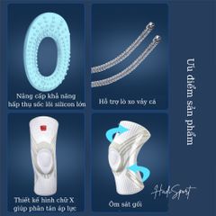 Băng Bảo Vệ Đầu Gối Lining Nâng Cấp - Nẹp Lò Xo & Miếng Đệm Silicon Dày, Hỗ Trợ Giảm Đau, Phục Hồi Chấn Thương