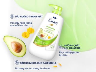 Sữa Tắm Dove Pro-Ceramide Dầu Bơ & Hoa Cúc 500g - Dưỡng Ẩm, Tươi Mát, Giúp Da Căng Bóng, Phù Hợp Mọi Loại Da