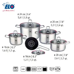 Bộ Nồi Inox Elo Excellent 5 Món Chất Liệu Thép Không Gỉ - An Toàn và Tiện Dụng Cho Mọi Loại Bếp