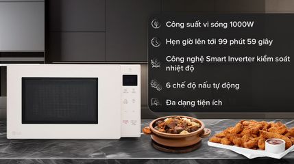 Lò Vi Sóng LG MS2535GIK 25 Lít - Thiết Kế Hiện Đại, Công Nghệ Smart Inverter, Dễ Dàng Vệ Sinh, 1000W