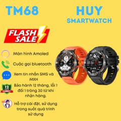 Đồng Hồ Thông Minh TM68 Chống Nước 3ATM, Màn Hình AMOLED 1.43 inch, Kết Nối Bluetooth 5.3, Đếm Bước, Theo Dõi Nhịp Tim, Điều Khiển Giọng Nói