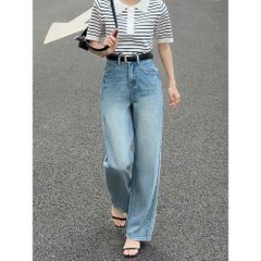 Quần Jeans Ống Rộng Màu Xanh Size L - Thời Trang Năng Động WGWE Dành Cho Phái Đẹp, Gợi Cảm Chất Liệu Jean Úc