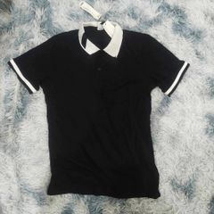 Áo phông Polo Nam Cổ Bẻ Kẻ Chéo Đen/Trắng - Chất Thun Cotton Mềm Mát, Dáng Năng Động, Phong Cách trẻ trung