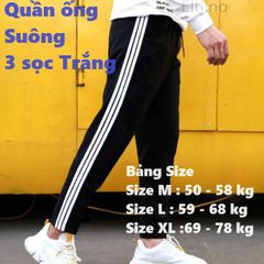 Quần Jogger Thể Thao Nỉ Unisex - Suông 3 Sọc Trắng, Thích Hợp Cho Nam Nữ (40-86kg), Dễ Phối Đồ, Thời Trang Năng Động
