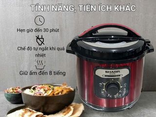 Nồi áp suất điện công nghiệp Sharp Thái Lan 2000W - Nấu, Hấp, Hầm Đa Năng, Thời Gian Hẹn Giờ 30 Phút, Giữ Ấm Tới 8 Giờ