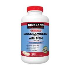 Viên uống bổ khớp Kirkland Signature Glucosamine HCL & MSM 1500mg - Hỗ trợ sức khỏe xương khớp, 375 viên Mỹ