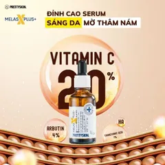 Tinh Chất Dưỡng Trắng Mờ Thâm Nám Prettyskin Melas X Plus 30ml - Serum Vitamin C 20% Giúp Làm Đều Màu Da, Mờ Nám Tàn Nhang