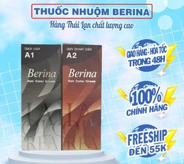 Thuốc Nhuộm Tóc Đen Nâu Tự Nhiên Berina Thái Lan - 100g Chiết Xuất Thảo Dược Thiên Nhiên Chăm Sóc Tóc