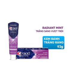 Kem Đánh Răng Crest 3D White Radiant Mint 93g - Làm Trắng Răng, Ngăn Ngừa Sâu Răng, Lành Tính, Hương Bạc Hà Tươi Mát