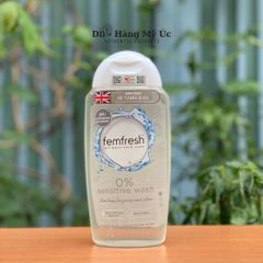 Dung dịch vệ sinh phụ nữ Femfresh 0% Sensitive Wash 250ml - Sạch sẽ, nhẹ nhàng cho da nhạy cảm, thuần chay, dưỡng ẩm, tươi mát 24h