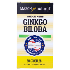 Viên uống Ginkgo Biloba Mason Natural - Hỗ trợ tăng cường trí nhớ & tuần hoàn máu não, cải thiện sức khỏe thần kinh Mỹ