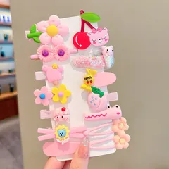 Set Kẹp Tóc  Cho Bé Gái 14 Chi Tiết Mẫu Mới Màu Tím Nhiều Họa Tiết Hoạt Hình Đáng Yêu