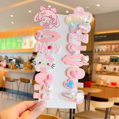 Set Kẹp Tóc  Cho Bé Gái 14 Chi Tiết Mẫu Mới Màu Tím Nhiều Họa Tiết Hoạt Hình Đáng Yêu