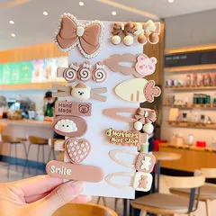 Set Kẹp Tóc  Cho Bé Gái 14 Chi Tiết Mẫu Mới Màu Tím Nhiều Họa Tiết Hoạt Hình Đáng Yêu