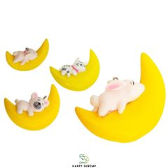 Trang trí Hồ Cá Gấu Ôm Trăng và Mèo Ôm Trăng - Phụ Kiện Dễ Thương Cho Bể Cá Thủy Sinh, Chất Liệu Resin An Toàn