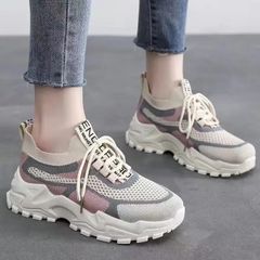 Giày Thể Thao Nữ Sneaker Buộc Dây Thời Trang Hàn Quốc Đế Cao - Màu Đen, Hồng - Dành Cho Học Sinh, Đi Chơi, Du Lịch