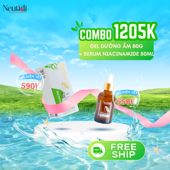 Combo2 Neutidi - Serum Niacinamide 10% & Gel Dưỡng Ẩm Giảm Mụn Cho Da Dầu, Ngừa Mụn, Mờ Thâm, Se Khít Lỗ Chân Lông