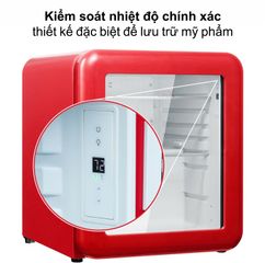 Tủ Lạnh Mini HCK 48L Đỏ - Tủ Lạnh Kiểu Dáng Sang Trọng, Lưu Trữ Mỹ Phẩm, Đồ Uống, Hoạt Động Êm Ái, Bảo Hành 2 Năm
