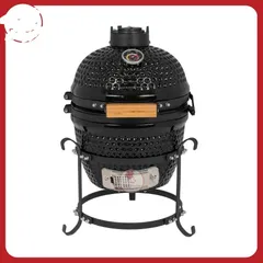 Lò Nướng Gốm Kamado 12.6 inch Di Động - Lò Nướng Than Đen Chịu Nhiệt Cao Cho Tiệc Nướng Ngoài Trời, Cắm Trại và Nấu Ăn Camping