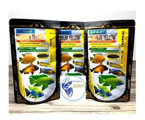 Cám Cá Lóc AKARI Yellow 1mm - Thức ăn tăng màu cho cá cảnh Ali và Lóc, Giúp nâng cao màu sắc và sức khỏe cá