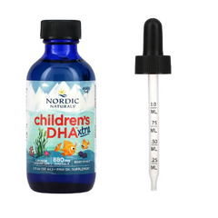Children's DHA Xtra Nordic Naturals 60ml - Dầu cá giọt hỗ trợ phát triển trí não và thị lực cho trẻ 1-6 tuổi, hương dâu dễ uống