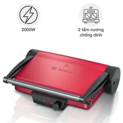 Vỉ Nướng Điện Bosch TCG4104 - Bếp Nướng Đa Năng 2000W, Thiết Kế Hiện Đại và Dễ Vệ Sinh, Thích Hợp Cho BBQ Tại Nhà