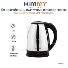 ẤM SIÊU TỐC INOX 1.8L HAPPY TIME HTD1081 - Công suất 1500W