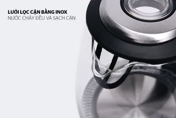 Ấm Siêu Tốc Thủy Tinh 1.7L SUNHOUSE SHD1217 - Công Suất 1850W, Đế Xoay 360 Độ, Hoa Văn Đen, Bảo Hành 12 Tháng
