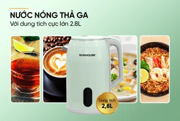ẤM SIÊU TỐC INOX 2 LỚP 2.8L SUNHOUSE SHD1364 - Dung tích lớn