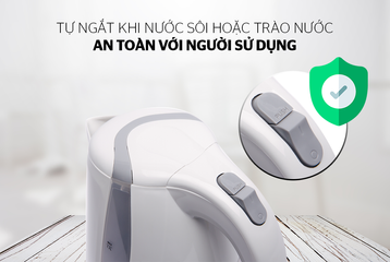 Ấm Siêu Tốc Nhựa 1.7L Sunhouse SHD1300 Trắng - Công Suất 1850W, Đế Xoay 360 Độ, Bảo Hành 12 Tháng