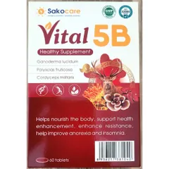 Viên uống Vital 5B - Thực phẩm chức năng hỗ trợ tăng cường sức khỏe, cải thiện giấc ngủ và chống chán ăn cho người lớn và trẻ trên 13 tuổi.