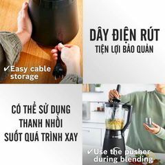 Máy xay sinh tố Bosch MMB6176B - Động cơ 1200W, cối thủy tinh ThermoSafe 1.5L, xay mịn thực phẩm nóng/lạnh dễ dàng