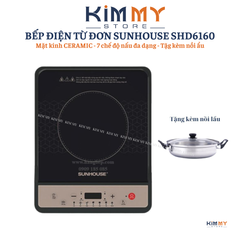 Bếp Từ Đơn Sunhouse SHD6160 - Công Suất 1800W, Kính Ceramic Bền, Tặng Kèm Nồi Lẩu Đa Năng, Bảo Hành 12 Tháng