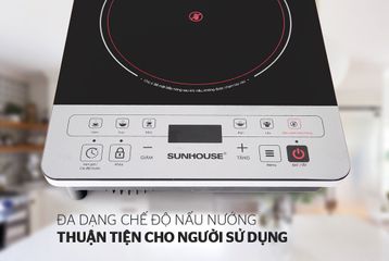 Bếp Hồng Ngoại Cảm Ứng SUNHOUSE SHD6005 - 2000W, Không Kén Nồi, Mặt Kính Siêu Bền, Điều Khiển Chip Điện Tử, Giải Pháp Nấu Nướng Tiện Lợi