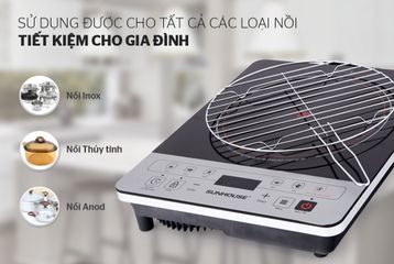 Bếp Hồng Ngoại Cảm Ứng SUNHOUSE SHD6005 - 2000W, Không Kén Nồi, Mặt Kính Siêu Bền, Điều Khiển Chip Điện Tử, Giải Pháp Nấu Nướng Tiện Lợi