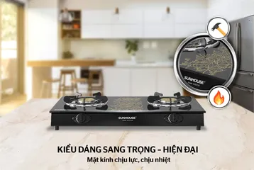Bếp Gas Dương Kính SUNHOUSE SHB2106 - Đánh Lửa Nhanh, Tiết Kiệm Gas, Dễ Vệ Sinh - Đầu Đốt Đồng Bền Bỉ 12 Tháng