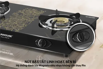 Bếp Gas Dương Kính SUNHOUSE SHB2106 - Đánh Lửa Nhanh, Tiết Kiệm Gas, Dễ Vệ Sinh - Đầu Đốt Đồng Bền Bỉ 12 Tháng