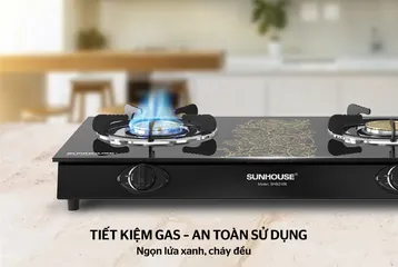 Bếp Gas Dương Kính SUNHOUSE SHB2106 - Đánh Lửa Nhanh, Tiết Kiệm Gas, Dễ Vệ Sinh - Đầu Đốt Đồng Bền Bỉ 12 Tháng