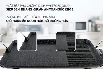 Bếp Nướng Điện Không Khói Sunhouse SHD4607 - 1500W, Chống Dính 2 Lớp, Tiết Kiệm Điện, Tiện Lợi Cho Mọi Món Nướng