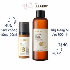 Kem Chống Nắng Bí Đao Cocoon 50ml - Bảo Vệ Da Chống UVA, UVB, Dành Cho Da Nhạy Cảm, Tặng Nước Tẩy Trang 500ml