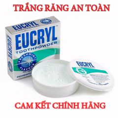 Bột tẩy trắng răng Eucryl 50g - Sản phẩm chăm sóc răng miệng giúp loại bỏ vết ố, mang lại hàm răng trắng sáng và hơi thở thơm mát.