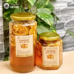 Chanh Đào Ngâm Mật Ong Đường Phèn CAOFOOD 1L - Giảm Ho, Tăng Cường Sức Đề Kháng, Thức Uống Dinh Dưỡng, Hương Vị Thơm Ngon, Nguyên Chất 100%