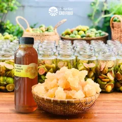 Chanh Đào Ngâm Mật Ong Đường Phèn CAOFOOD 1L - Giảm Ho, Tăng Cường Sức Đề Kháng, Thức Uống Dinh Dưỡng, Hương Vị Thơm Ngon, Nguyên Chất 100%