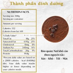 Bột Cacao Đắk Lắk Nguyên Chất CAO Food 100% Tự Nhiên - Hương Vị Đậm Đà, Giàu Dinh Dưỡng, Dễ Pha Chế