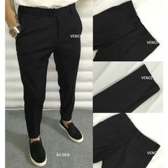 Quần Tây Nam Đen Chất Vải Tuyết Mưa - Ống Côn Co Giãn, Dáng Ôm Body, Nhiều Kích Cỡ - Thời Trang Nam Cao Cấp