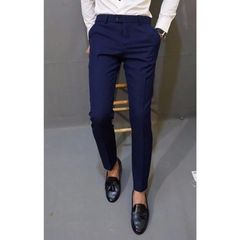 Quần Tây Nam Dáng Ôm Kiểu Hàn Quốc - Chất Liệu Vải Co Giãn Nhẹ, Chống Nhăn, Màu Xanh Than, Thời Trang Nam Moderne