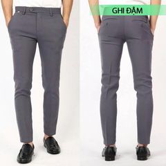 Quần Tây Nam Kiểu Hàn Quốc Dáng Ôm Màu Xám - Vải Co Giãn Nhẹ Chống Nhăn, Thời Trang Cao Cấp Cho Nam Giới